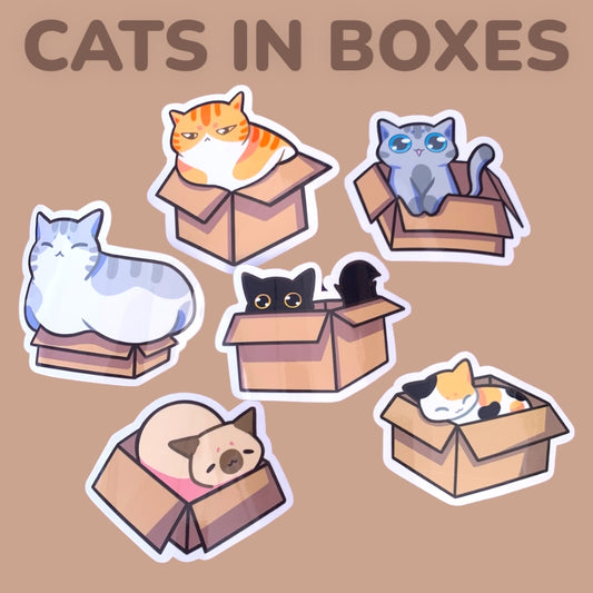 Cats in Boxes Sticker Set